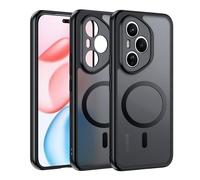 Effcotuo Magnétique Coque pour Honor 400 Pro 5G Case avec MagSafe, Anti-Chute Silicone Souple + Acrylique Givré Coque, Etui Translucide Mat Arrière Housse Fine Antichoc - Noir