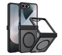 Effcotuo Magnétique Coque pour Samsung Galaxy Z Flip 7 5G Case avec MagSafe, Anti-Chute Silicone Souple + Acrylique Givré Coque, Etui Translucide Mat Arrière Housse Fine Antichoc - Noir