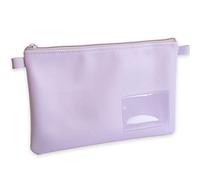 effektivo Porte-documents coloré avec fermeture éclair et fenêtre - En cuir synthétique - Violet et rose - Pour documents jusqu'au format A5