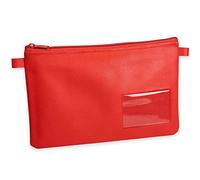 effektivo Sac bancaire avec fenêtre 9 x 6 cm et fermeture éclair, dimensions 27 x 17 cm (rouge)