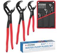 EffektWerk - jeu de 3 pinces pour pompe à eau (18 cm, 25 cm, 30 cm), clé de plombier antidérapante, pince à languette et à rainure avec mâchoires réglables