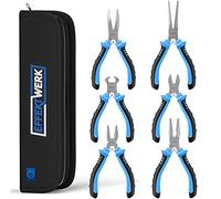 Effektwerk Lot de 6 mini pinces, monteur de lignes, nez long, nez aiguille, nez courbé, coupe diagonale et coupe-fil, kit d'outils de réparation électronique