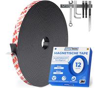 EFFEKTWERK - Rouleau de bande magnétique - 12 mètre de long, 15mm de large - Bandes magnétiques avec un fort support autocollant - facile à couper et à coller sur des surfaces planes