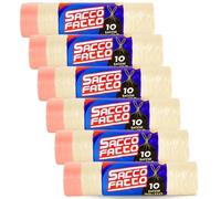 EFFENNE group - 60 grands sacs poubelles transparents 70x110 cm avec poignées pour le ramassage des déchets à l'intérieur - Sacs poubelles en plastique.