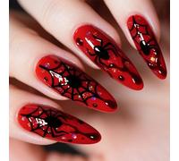 Effet de blanchiment Dark Persist Long pointu frauduleux pour les femmes Simple Remove Unguis Set Convient pour le bureau Dark Look et Halloween Fraudulent Ongle