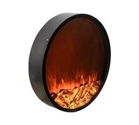 Effet Flammes Foyer électrique Rond de 23,6", Foyer électrique encastré et Mural, Inserts de cheminée électrique avec télécommande, Flamme LED réglable Moderne Decorative