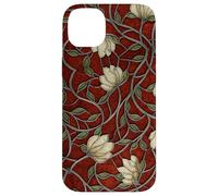 Effet vitrail Rouge Gothique mosaïque Florale foncé académie Coque pour iPhone 14 Plus