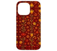 Effet vitrail Rouge Gothique mosaïque Florale foncé académie Coque pour iPhone 14 Pro Max