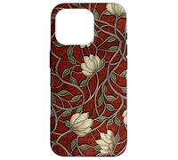 Effet vitrail Rouge Gothique mosaïque Florale foncé académie Coque pour iPhone 16 Pro