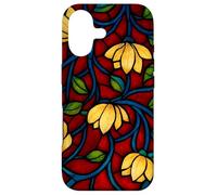 Effet vitrail Rouge Gothique mosaïque Florale foncé académie Coque pour iPhone 17