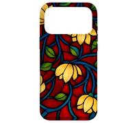 Effet vitrail Rouge Gothique mosaïque Florale foncé académie Coque pour iPhone 17 Pro Max