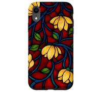 Effet vitrail Rouge Gothique mosaïque Florale foncé académie Coque pour iPhone XR