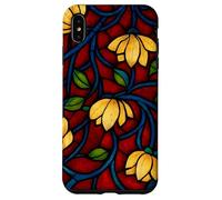 Effet vitrail Rouge Gothique mosaïque Florale foncé académie Coque pour iPhone XS Max