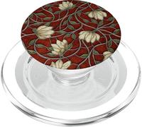 Effet vitrail Rouge Gothique mosaïque Florale foncé académie PopSockets PopGrip pour MagSafe