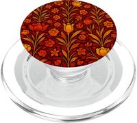 Effet vitrail Rouge Gothique mosaïque Florale foncé académie PopSockets PopGrip pour MagSafe