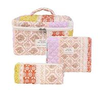 Efficient Floral Toiletry Bag - 3 Pcs Makeup Pouch | Cotton Cute Flower