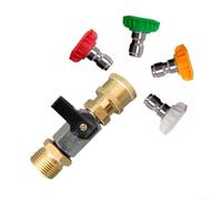 Efficient M22 Adaptateur 14 mm vers 15 mm avec interrupteur marche/arrêt pour nettoyeur haute pression, connexion rapide 1/4", construction en laiton inoxydable, jusqu'à 4500 PSI (interrupteur noir)