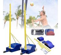 Efficieran Kit Filet de Volleyball pour Fête à la Plage, Poteaux de Volley avec Base Stable, Système 2-en-1 Badminton Portable pour Pique-Nique Jardin et Sport École