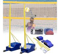 Efficieran Système de Filet de Volleyball pour Événements, Poteaux de Volley Robustes avec Roues, Kit Badminton Portable pour Famille Jardin École et Loisir Extérieur