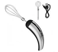 EffiFish Batteur à œufs électrique rechargeable avec 2 têtes de fouet et 5 réglages de vitesse alimenté par USB Noir