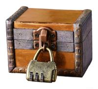 EffiFish Boîte à bijoux vintage en bois avec finition antique, petit design carré pour bagues, boucles d'oreilles et accessoires, organiseur de bureau (Q)