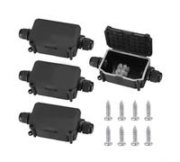 EffiFish Boîte de jonction, 4 Pcs IP66 étanche 2 voies connecteur de câble avec presse-étoupes PG9, boîtier PC pour câblage extérieur de lumière de rue, jardin, noir
