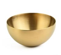 EffiFish Bol mélangeur à double paroi en acier inoxydable 304, couvert à salade isotherme avec bord large pour soupe chaude et desserts froids, argenté, 15 cm (12 cm, doré)