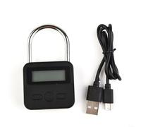 EffiFish Cadenas électronique à minuterie avec écran LCD en alliage de zinc, anti-éclaboussures, rechargeable par USB, fonction de déverrouillage automatique, verrouillage de sécurité domestique (noir