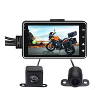EffiFish Caméra de tableau de bord LCD 140° 3" pour moto, double objectif avant et arrière, enregistreur DVR HD 1080p avec moniteur de stationnement, accéléromètre et enregistrement en boucle
