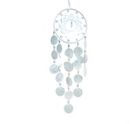 EffiFish Carillon éolien de jardin, pendentif coquillage pour pierres de cristal, décoration à suspendre, mobile musical (blanc)