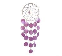 EffiFish Carillon éolien de jardin, pendentif en coquillage pour pierres de cristal, décoration à suspendre, mobile musical (violet)