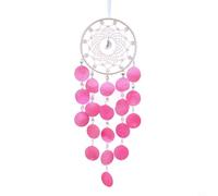 EffiFish Carillon éolien de jardin, pendentif en coquillage pour pierres de cristal, décoration à suspendre, mobile musical (rose)