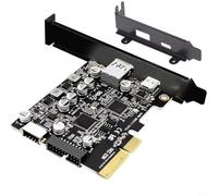 EffiFish Carte d'extension PCIe vers USB 3.2 pour Gen2 10 Gbit/s avec ports Type-C/A, protection d'alimentation 2,2 A pour mise à niveau du PC de bureau