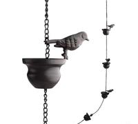 EffiFish Chaîne de pluie en métal pour gouttière, décoration de jardin à suspendre avec crochet Bronze 2,4 m