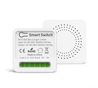 EffiFish Commutateur intelligent, télécommande Wi-Fi et module bidirectionnel activé par la voix pour Tuya et l'application Smart-Life, 42,5 x 42,5 x 20 mm, blanc (16 A)