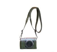 EffiFish Demi-étui de protection pour Fuji X-E5 : étui en cuir PU marron/vert, avec cordon de serrage pour transport sécurisé (vert)
