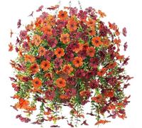 EffiFish Eucalyptus artificiel et marguerite violette en soie, pour décoration de mariage, décoration d'intérieur, arrangement floral réaliste en plastique 30 x 15 x 8 cm (F)