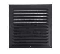 EffiFish Grille d'aération en métal, grille carrée en aluminium avec écran de protection en maille pour système de ventilation mural et plafond Noir 250 x 250 mm
