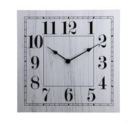 EffiFish Horloge murale carrée rétro silencieuse à quartz avec mouvement sans tic-tac pour décoration d'intérieur, MDF et verre trempé, 30 x 30 cm (rétro)