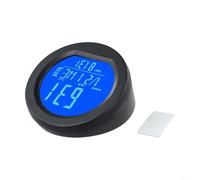 EffiFish Horloge thermomètre numérique solaire pour voiture avec écran LCD, rétroéclairage automatique et capteur de vibrations pour tableau de bord, vert (bleu)