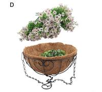 EffiFish Kit de panier suspendu de 25,4 cm avec fleurs violettes artificielles, panier en métal, doublure en coquille de noix de coco pour décoration d'intérieur ou d'extérieur (D)