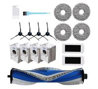 EffiFish Kit de pièces de rechange Ecovacs pour Deebot T30S/T30S Pro : brosse principale, brosses latérales, filtres HEPA, sacs à poussière et lingettes (17 pièces)
