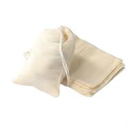 EffiFish Lot de 10 sacs réutilisables en mousseline de coton pur avec cordon de serrage pour thé, cuisine, infusion, épices, filtrage des épices ou stockage des épices 10 x 15 cm