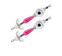 EffiFish Lot de 2 hameçons lumineux à LED pour la pêche de nuit, compatibles avec calmars, seiches et pieuvres, tailles 9,5 cm et 7,5 cm (4# rose)