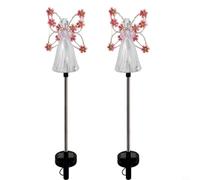 EffiFish Lot de 2 lampes solaires en forme d'ange LED à changement de couleur - Résistantes aux intempéries - Cadeau commémoratif pour allée de pelouse (rose)