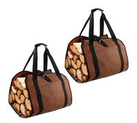 EffiFish Lot de 2 sacs de rangement imperméables pour bois de chauffage, grande capacité, design pliable, manipulation pratique (marron foncé)