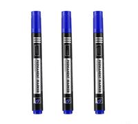 EffiFish Lot de 3 marqueurs permanents, pointes fines et larges de 2,8 mm, encre imperméable pour bureau, école, atelier et utilisation en extérieur (bleu)