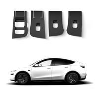 EffiFish Lot de 4 panneaux de protection pour boutons de levage de fenêtre, pour Tesla Model Y Juniper 2025-2026, accessoires d'intérieur en silicone, noir