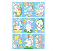 EffiFish Lot de 9 feuilles d'autocollants de Pâques double face statiques réutilisables en PVC pour maison, salle de ureau, 20 x 30 cm