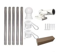 EffiFish Mât de drapeau mural résistant aux intempéries avec deux boucles de drapeau et base réglable pour jardin, cour et camion Argenté 189,5 cm